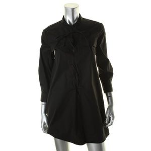 Theory  Womens Jullitah Black Poplin Lace-Up Mini